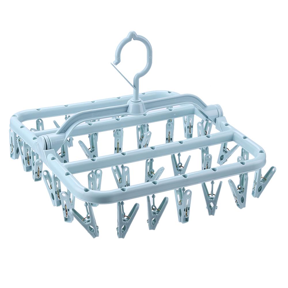 32/16 прищепок Складная вешалка-сушилка для одежды Детская Взрослая Сушилка для одежды Ветрозащитная Стойка-органайзер для сушки носков, нижнего белья, пластик