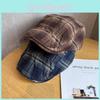 Retro Gingham Duckbill Cap Beret With Ventilation And Sun Protection For Women