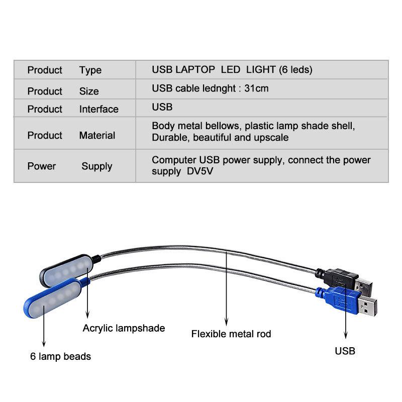 1 шт. Мини USB светодиодный свет Лампа для чтения гибкая Портативный ночник Для Power Bank Ноутбука ПК Компьютера