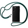 Protective Case - PROSHOP - for Samsung Galaxy S21 - Shockproof - Transparent - Night Green Lanyard