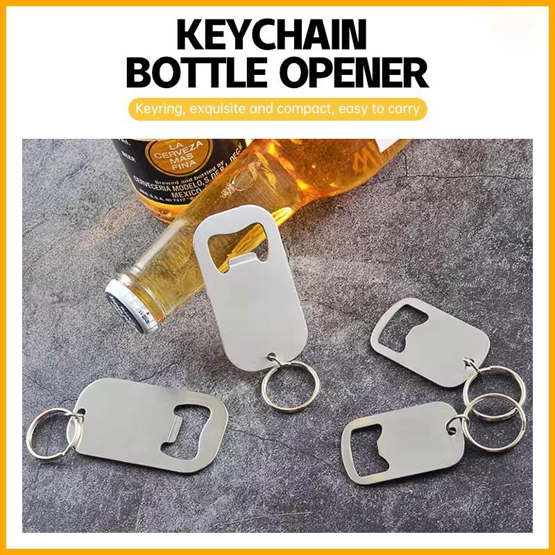Открывалка для пивных бутылок из нержавеющей стали, портативная подвеска-брелок для ключей, открывалка для напитков с кольцом для ключей, многоцелевая открывалка для бутылок с брелоком