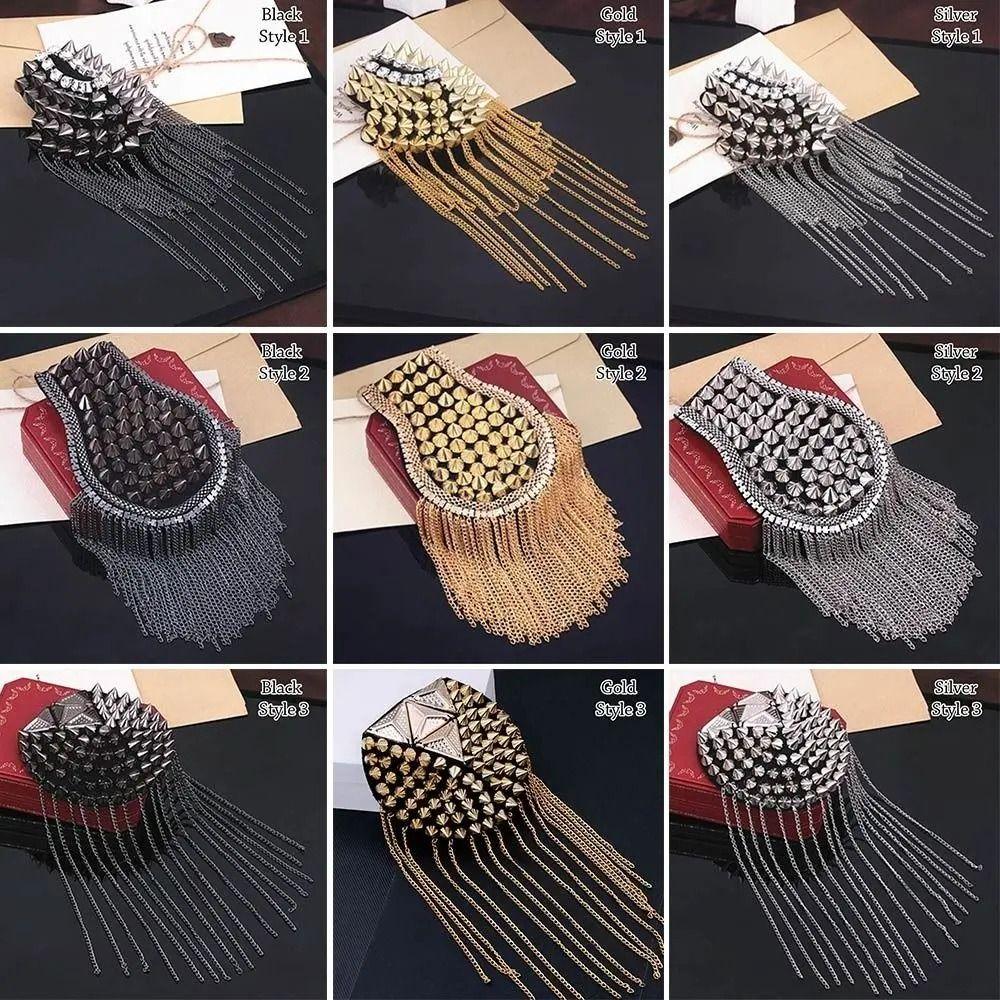 Breastpin Club Tassel Chain Epaulette Pin Jacket Vintage Brooch  Stage performance