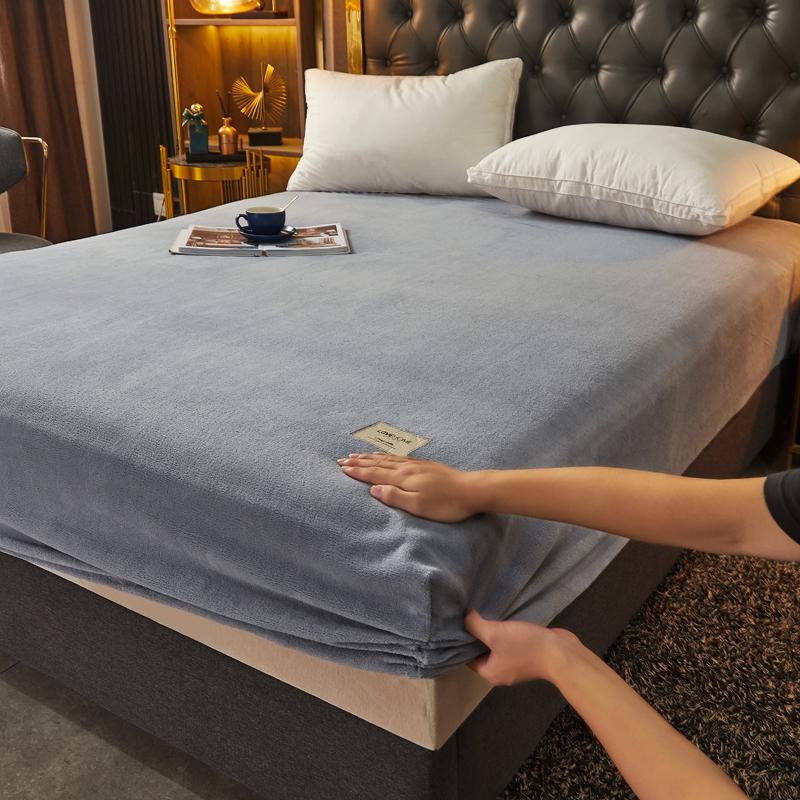 Простыня на резинке простого однотонного цвета, скандинавский чехол для матраса, плюшевая простыня, зимняя теплая эластичная мягкая простыня с резинкой