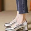 Fashion Thick Heel Square Toe Buckle Solid Color Elegant Women's Shoes 2024 New Fashion Dress Sling Comfortable Women's High Heels