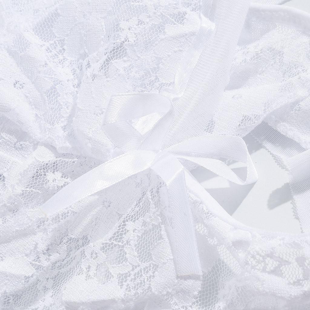 Women Sexy Lingerie Lace Teddy Features Plunging Eyelash and Snaps Crotch