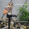 Outdoor Lamp LED Solar Waterproof Owl Figurine Garden Decoration for Backyard Patio Brown