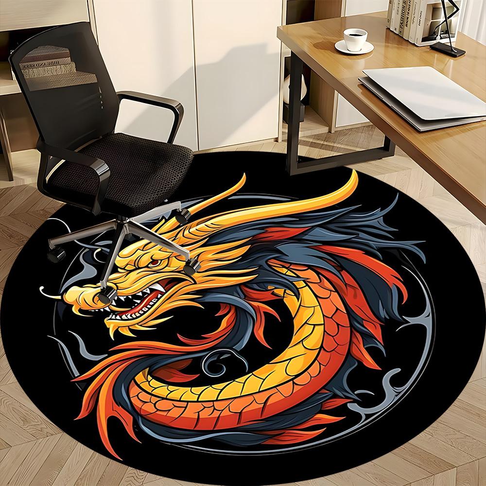 1pc Dragon YinYang Office Round Area Rug, Under Office Chairs Bedroom Living Room Home Decor, Room Deco, Available in Various Sizes