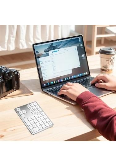 35 Key silent numeric keypad  wireless Bluetooth dual mode numeric keypad silver white