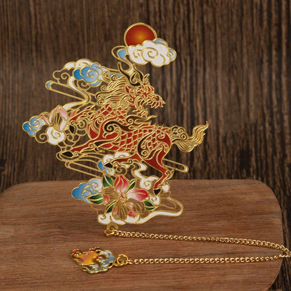 Animal Shape Page Clip Brass Metal Bookmark Chinese Style Bookmark Hollow Book Mark Retro Book Clip