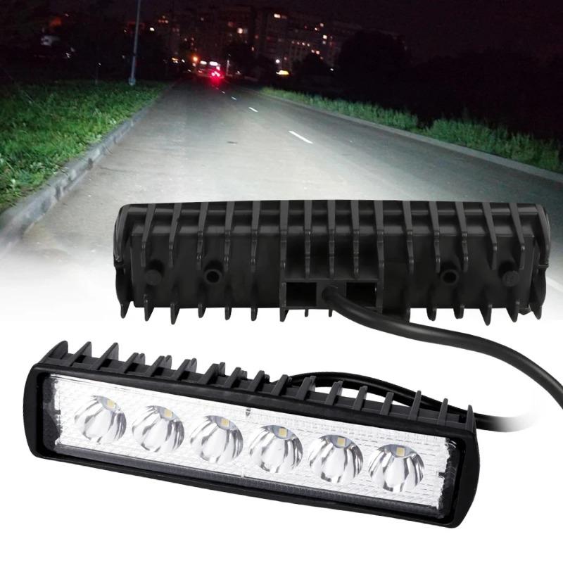 6LED 18W Car Light 12V Auto Offroad SUV Truck Headlights 6000K Daytime Running Light Spotlight High Bright Waterproof Work Light