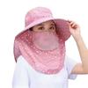 Women Sunscreen Hat Solid Color Large Brim Sun Hat for Face Protection