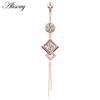 Alisouy 1pc Surgical Steel Crystal Zircon Flower Heart Leaf Bow-knot Dangle Button Navel Piercing Ring Belly Ring Body Jewelry