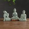 Oriental Culture Sandstone Buddha Green Sandstone Buddhist Ornament Tea Pet   Restaurant