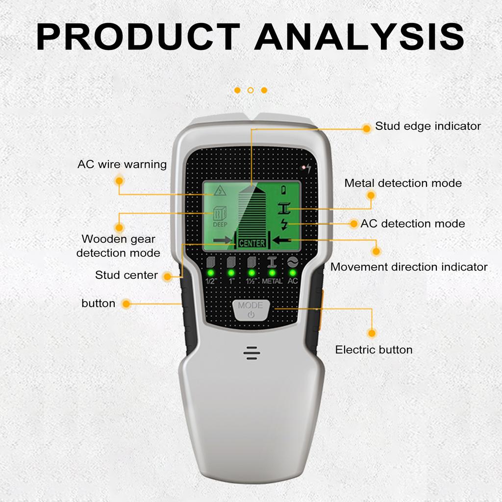 Настенный сканер Stud Finder Электронный детектор гвоздиков 5 в 1 с ЖК-дисплеем HD, используемый для обнаружения