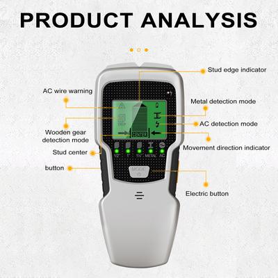 Настенный сканер Stud Finder Электронный детектор гвоздиков 5 в 1 с ЖК-дисплеем HD, используемый для обнаружения