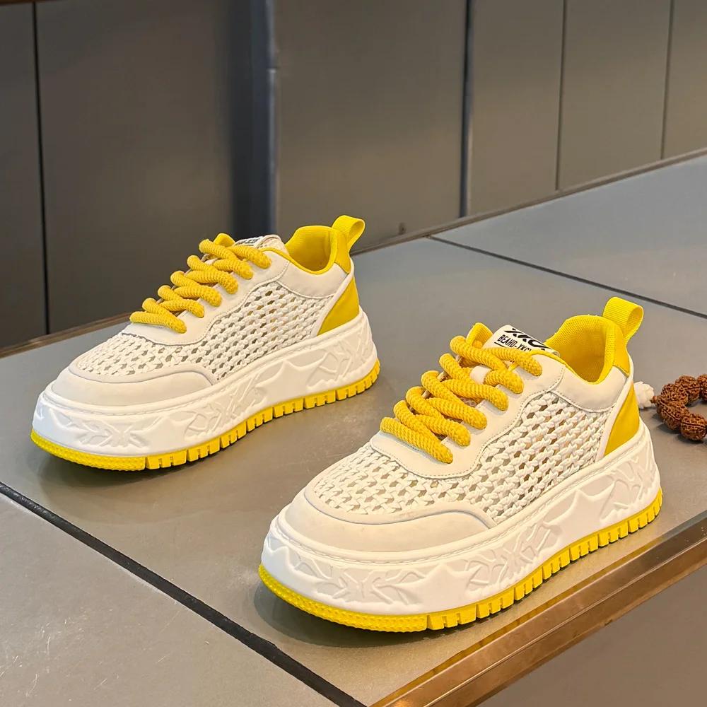 Fashion Fashion Versatile White Men Sport Shoes Platform Thick Sole Casual Sneakers Breathable Lightweight Running Shoes Tennis Shoes