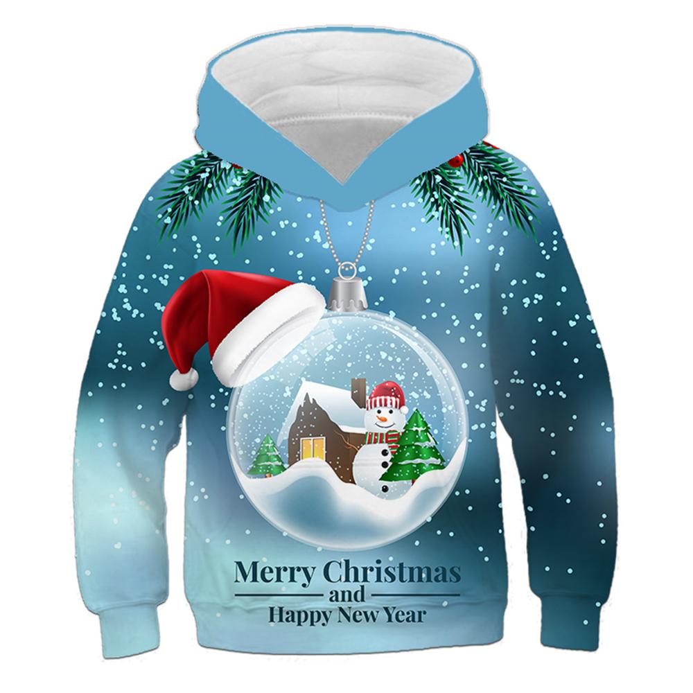 Children's Hoodie Cute Cartoon Christmas Tree Santa Claus Pattern Fun Kids Spring Autumn Hooded Coat Casual Long Sleeve Clothes