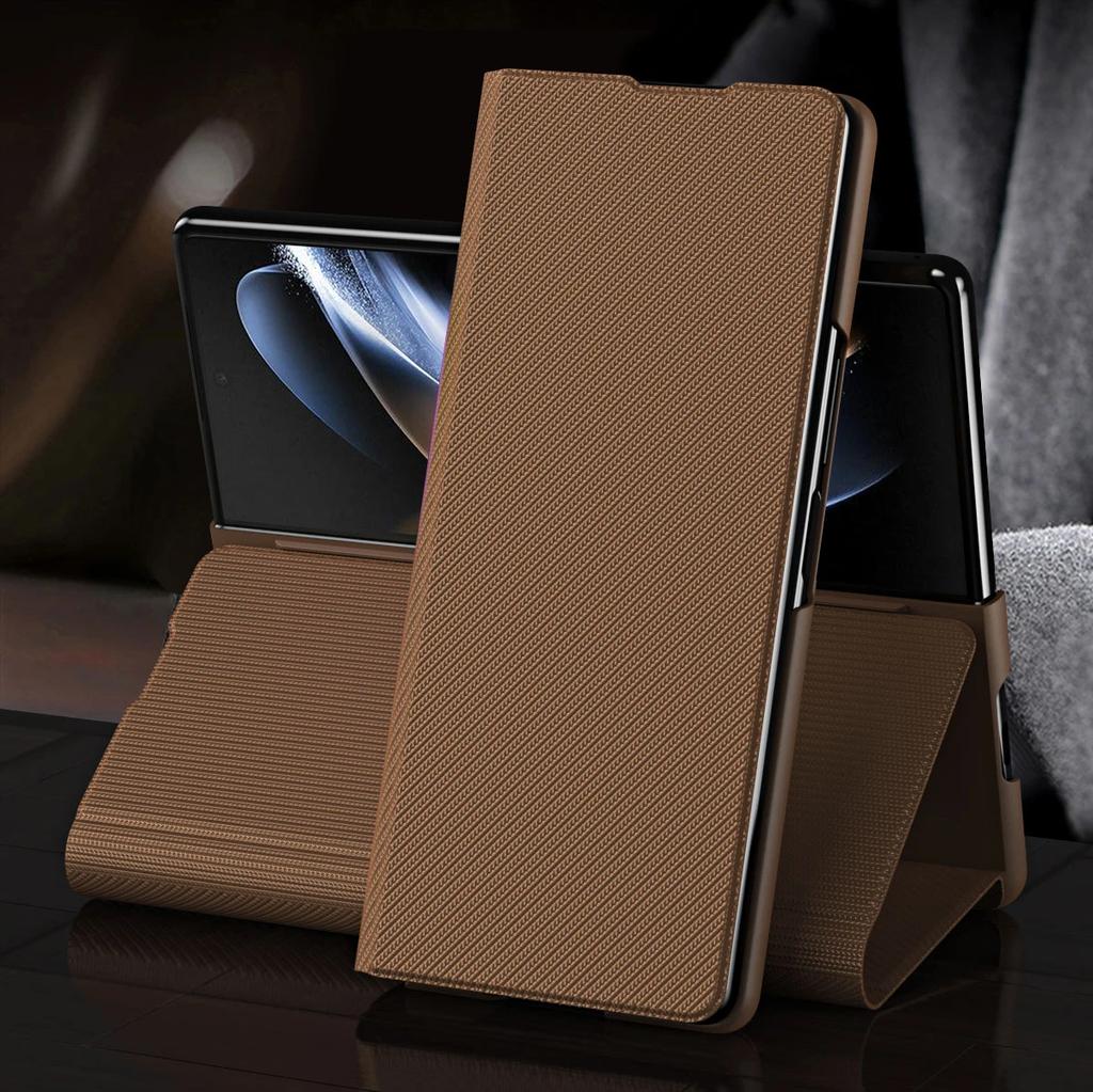 Anti-Fingerprint Luxury Leather Case for Samsung Galaxy Z Fold 6 5 4 5G Fold3 Fold5 Fold4 Fold 3 2 Fold2 Fold6 Cover Capa