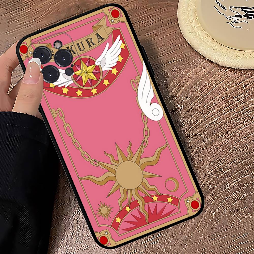 Чехол для телефона Anime C-CardcaptorS S-Sakura для iPhone 17 16 15 14 13 12 11 Pro Max Plus Черный