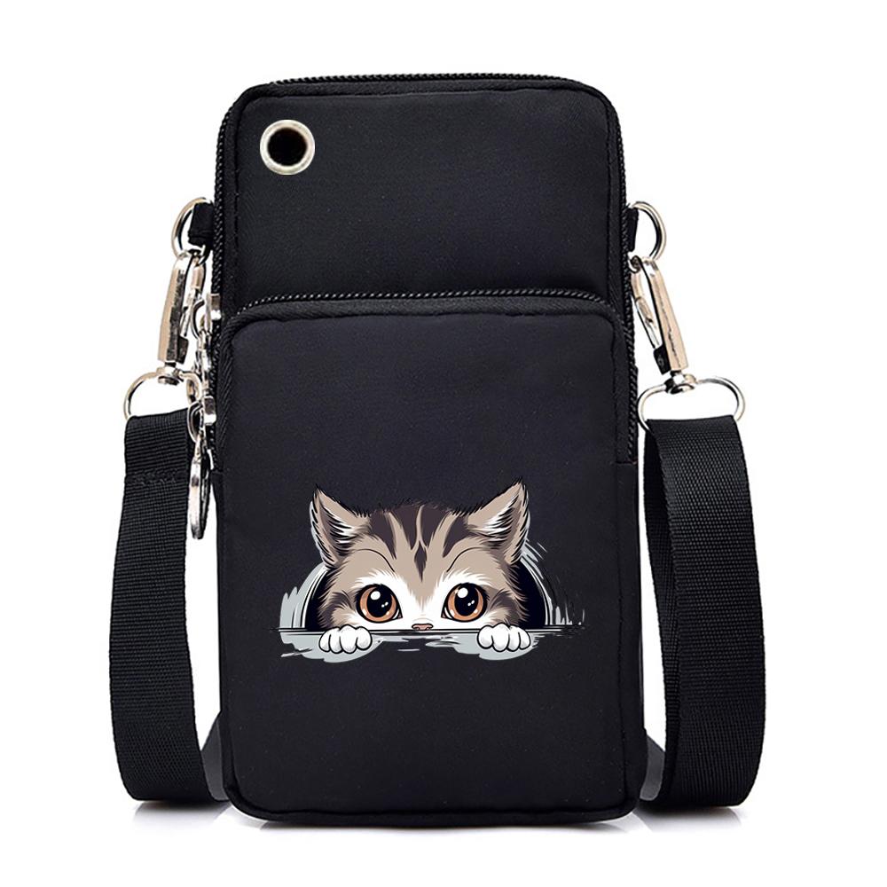 3D Модные Кошки Серии Принт Кошки и Сумки Женская Мини Сумка Для Мобильного Телефона Мультфильм Любитель Животных Сумка Через Плечо На Молнии