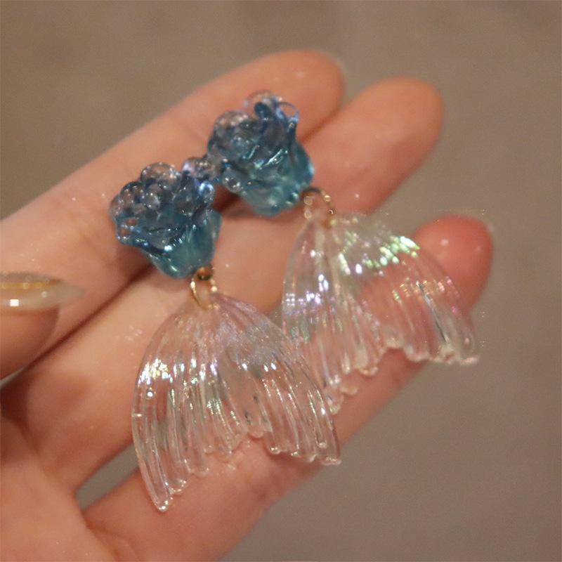 Серьги-рыбий хвост с серебряной иглой, маленькие, свежие, нишевый дизайн, серьги, модные, легкая роскошь, высококлассные серьги, женские