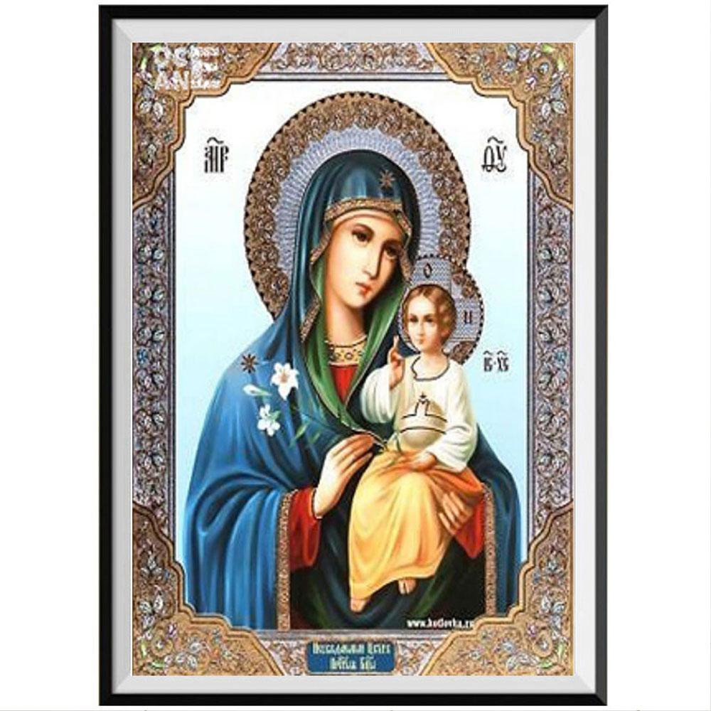 5D Diy Diamond Painting Religious Pattern Round Part Rhinestone Mosaic Cross Stitch Religious Figure Style Home Decoration Gift