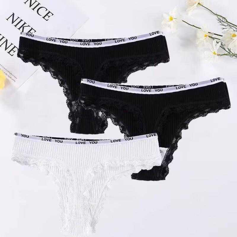 3PCS Women Thongs Panties G-String Cotton Women Underwear Female Low Waist Sexy Thong Womens Intimates Thongs Lingeries Tangas