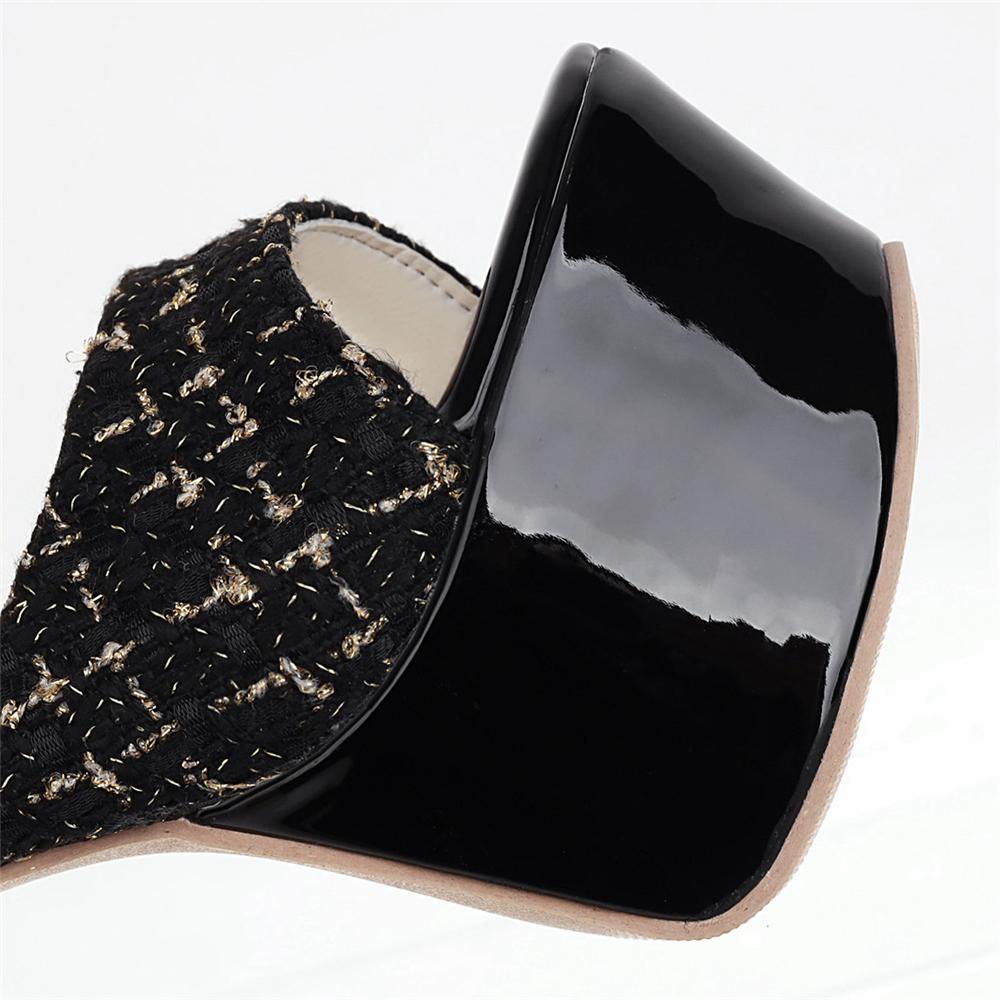 Сексуальные тапочки, женская летняя обувь, уличные туфли на высоком каблуке, шлепанцы на платформе, женские роскошные дизайнерские черно-белые сандалии, женские, большого размера