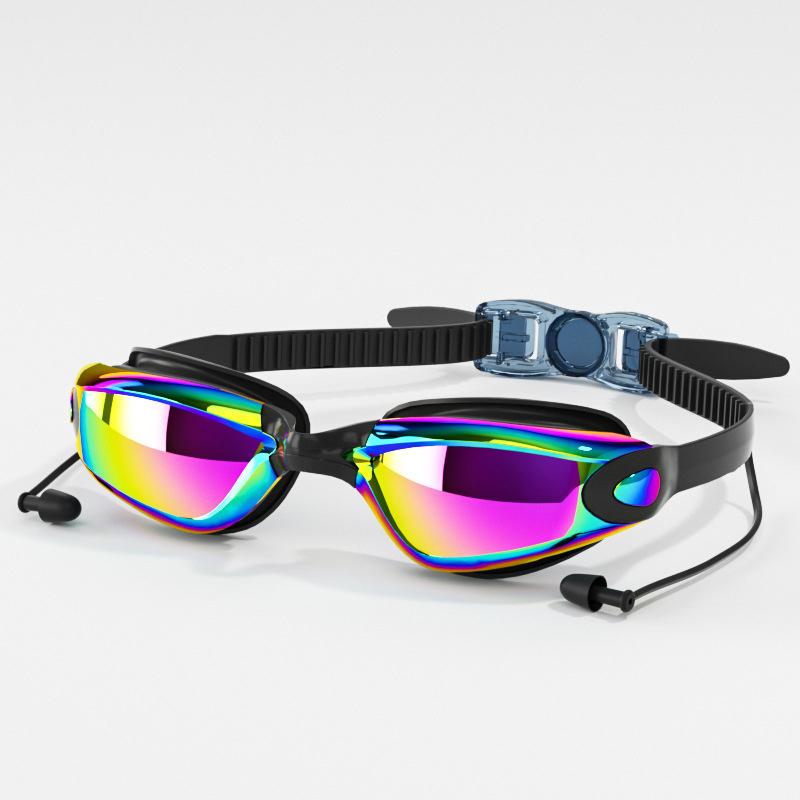 Swimming Goggles Swimming Ear Plugs Professional Waterproof Glasses HD Anti-Fog UV Silicone Adjustable Glasses Men Clear Goggles