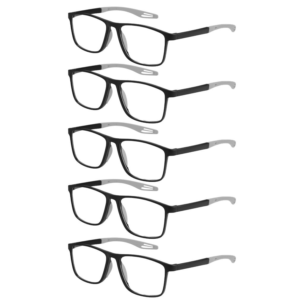 5PCS Unisex Reading Glasses Ultralight Sports High Definition Square Reading Glasses Prescription Eyeglasses Diopters +1.0 To +3