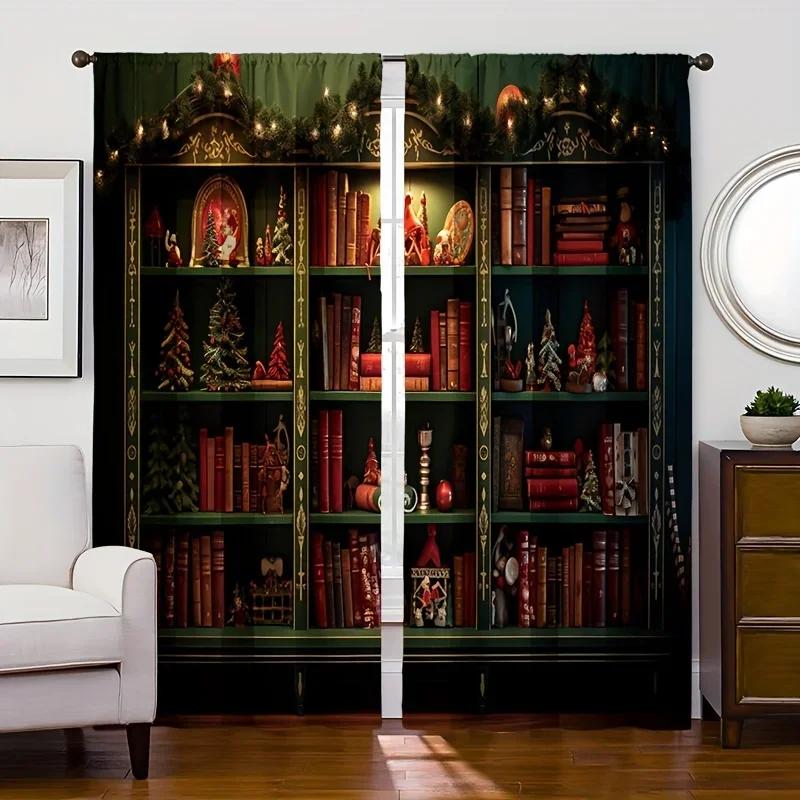 Set Of 2 Red Curtain Night Gothic Castle Digital Printed Curtains Polyester Material Suitable Living Room Kitc For Sitting Made With Rod Pocket