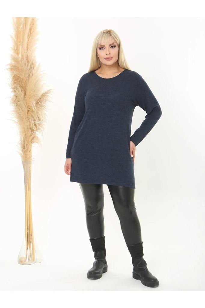 Женская блузка большого размера, гибкая шерстяная вискозная туника с большим разрезом большого размера