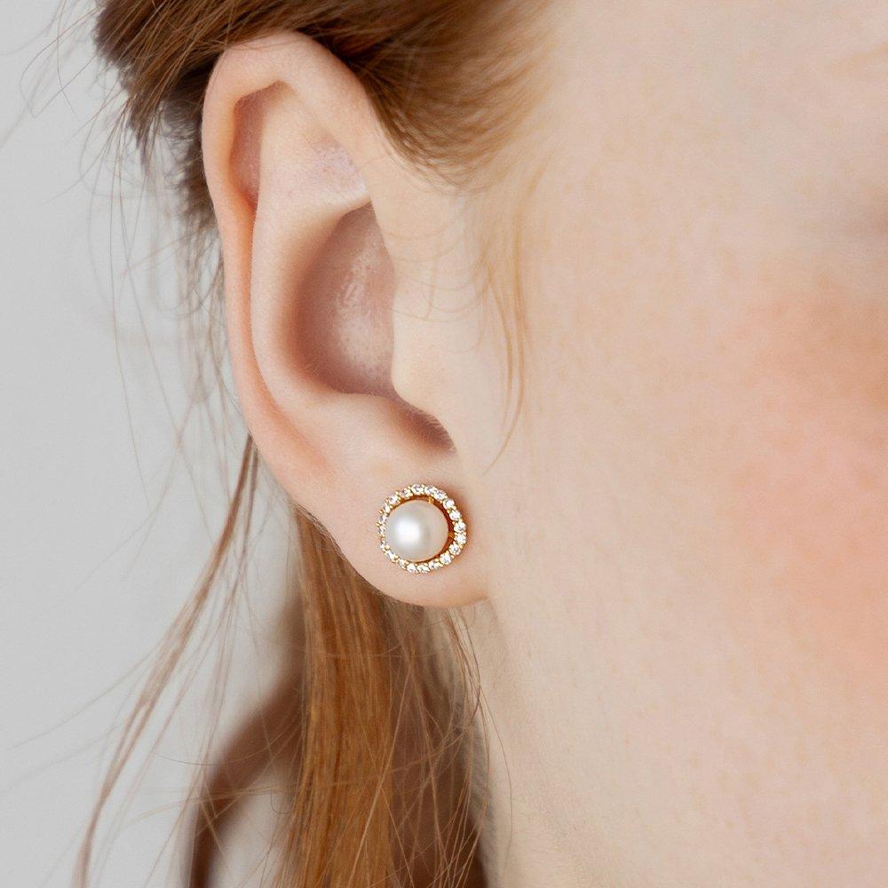 (925 Silver) Grace Pearl Jewel Stud Earrings Ec3234