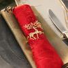 Nordic Style Table Decor Christmas Deer Napkin Ring, Alloy Elk Holder, Holiday Party Supplies Ring for Winter Festive Dining Decoration Golden