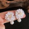 Серьги с цветком и жемчугом из серебра 925 пробы, легкая роскошь, тканевое искусство, серьги-капли с жемчугом, милые