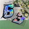 1PC Holographic Carbon Arabic Numbers Motorcycle Sticker Waterproof for Scooter Motorbike Front Fairing Bicycle Vinyl Decals