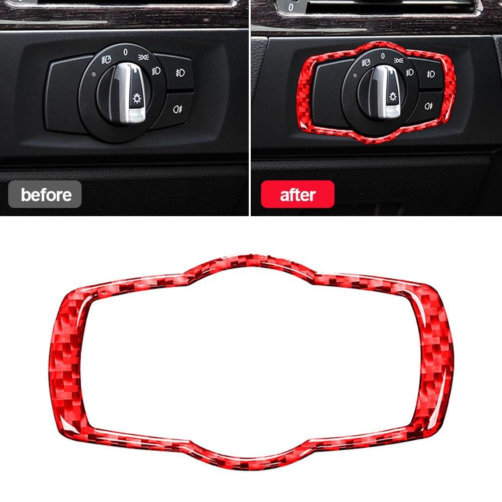 Car Interior Accessories Headlight Switch Frame Cover Trim Carbon Fiber Sticker for BMW E90 E92 E93 320i 325i 2005-2012