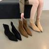 Новые осенне-зимние простые ботинки на плоской подошве, ботинки на плоском каблуке, остроносые полусапожки и женская обувь