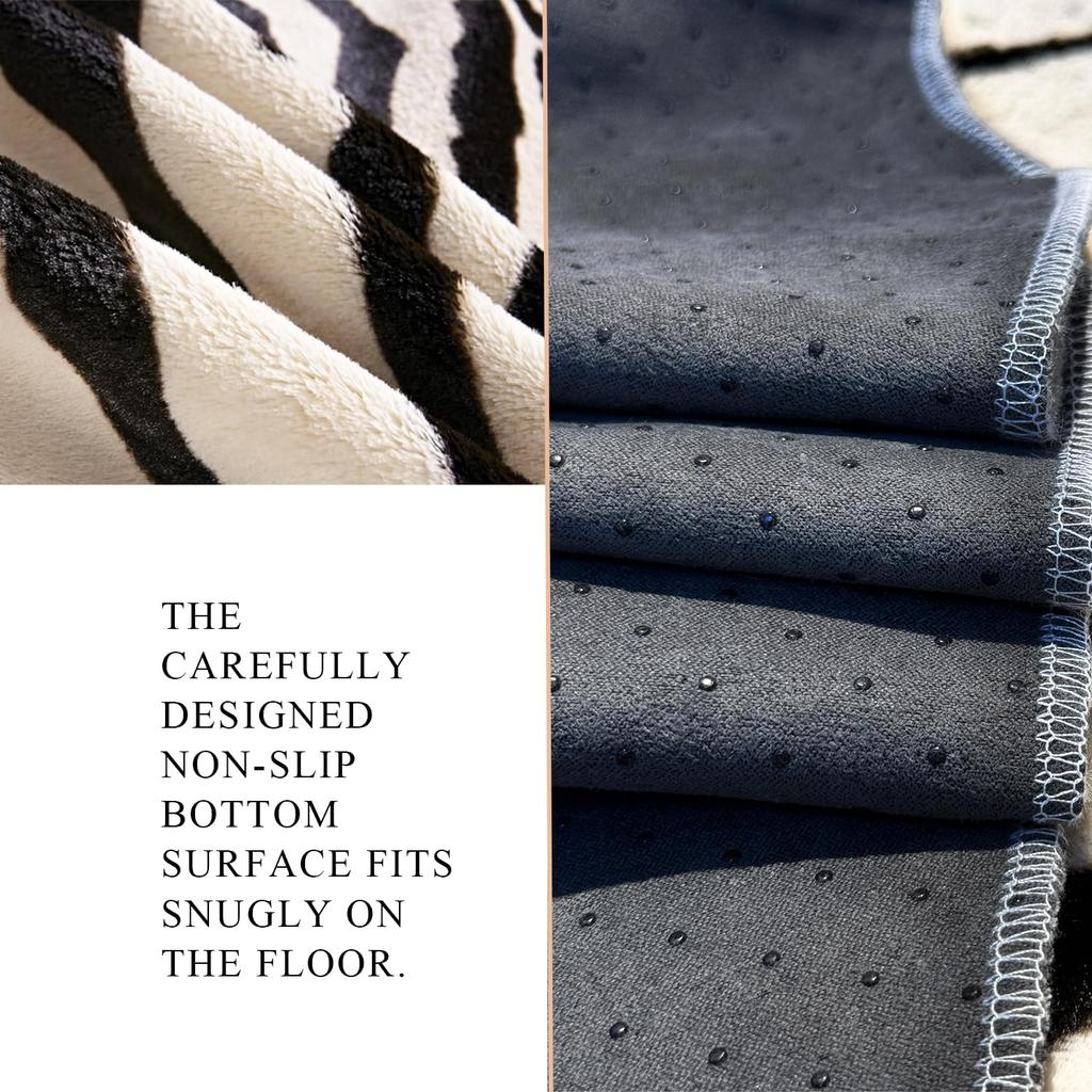 Townssilk Zebra Carpet, Animal Print Faux Fur Carpet, 4x4.6 Feet, Home Rug…