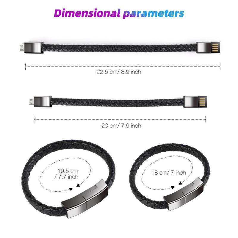 USB-браслет Кожаный Кабель для зарядки Fonken Тип C micro USB Lightning Дата-зарядный шнур Для iPhone Samsung Huwei Xiaomi Кабель