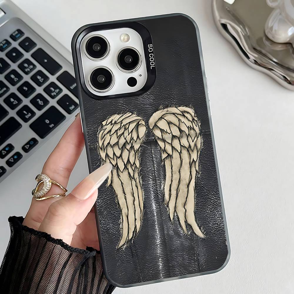D-Daryl Dixon Крылья Зомби Чехол для Телефона Для iPhone 17,16,15,14,13,12,11,Pro,Max,Plus,E,Air,Mini Черный IMD Чехол