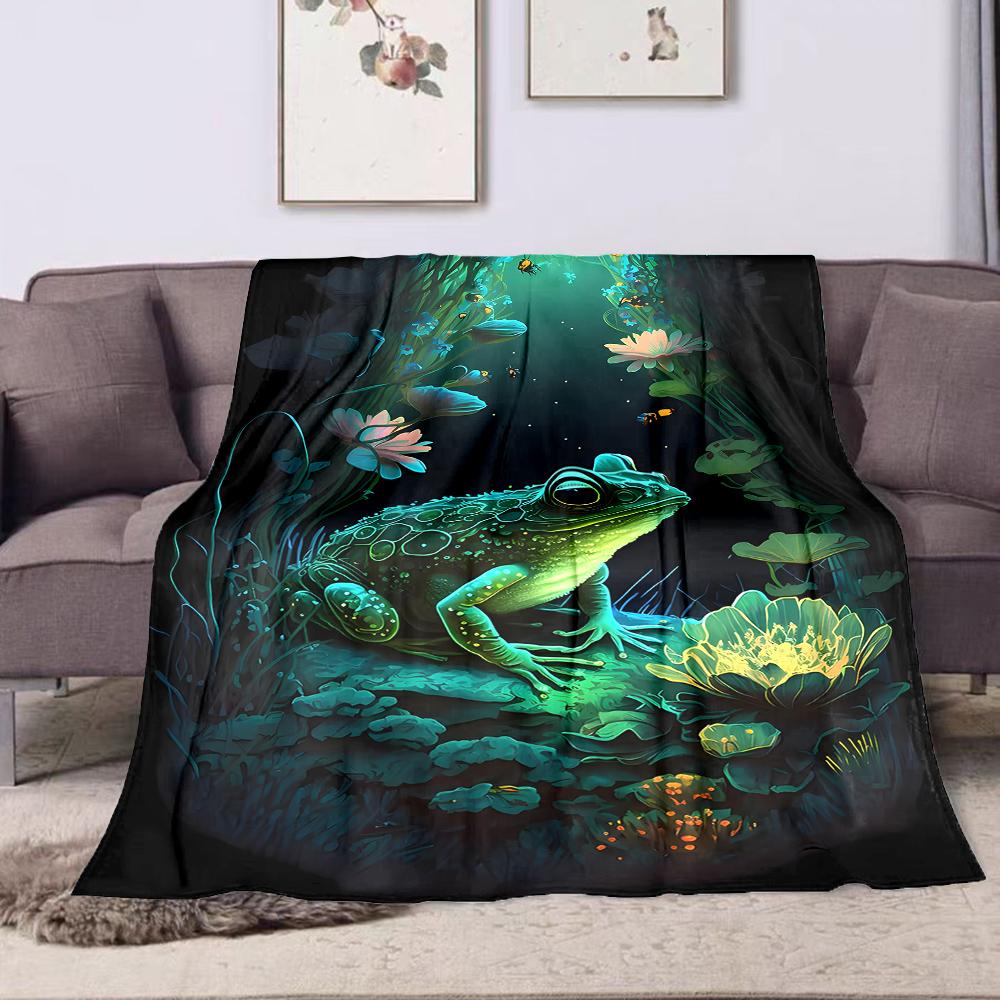 1PC Frog in night garden Print Adult Children Warm Blankets Home Travel Car Soft and Comfortable Suitable for all seasons