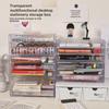 Transparent Multi-Layer Desktop Storage Box for Stationery and Art Supplies