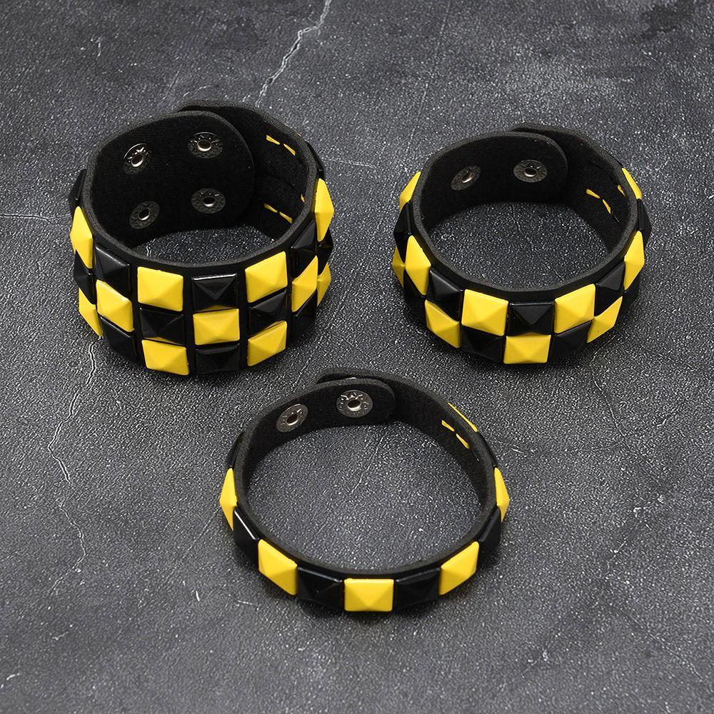 Vintage Big Wide Bracelet Contrasting Gothic Punk Bracelet Rivets Leather Wristband  Male Female