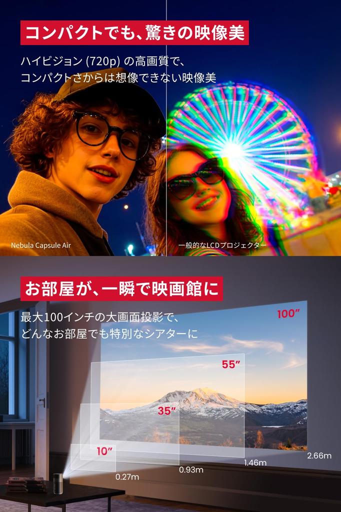 Anker Nebula Capsule Air Smallest Mobile Projector with Google Netflix 150 ANSI Up to Automatic Keystone Home Ceiling Space Up to (World's TV)