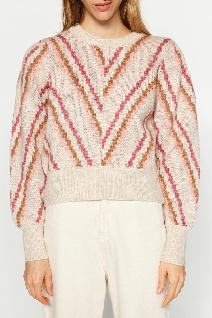 Women's Elegance Style Sweater Gray Soft Textured Knitwear Sweater