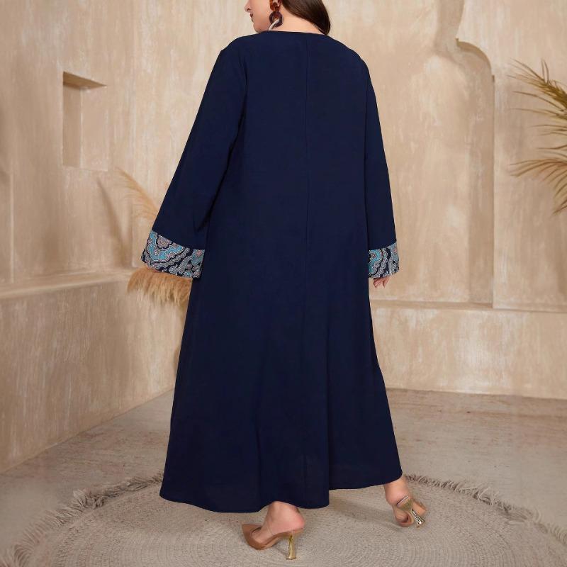 Плюс Размер Женщин Новый Винтаж Дизайн Sense Лоскутный Принт Свободное Платье