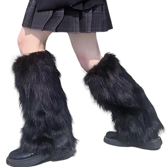 Yousheng Fuzzy Leg Warmers Women Knee Length Faux Fur Leg Warmers Winter Long Boots Shoes Cuff Cover for Girls Street Party Daily Wear