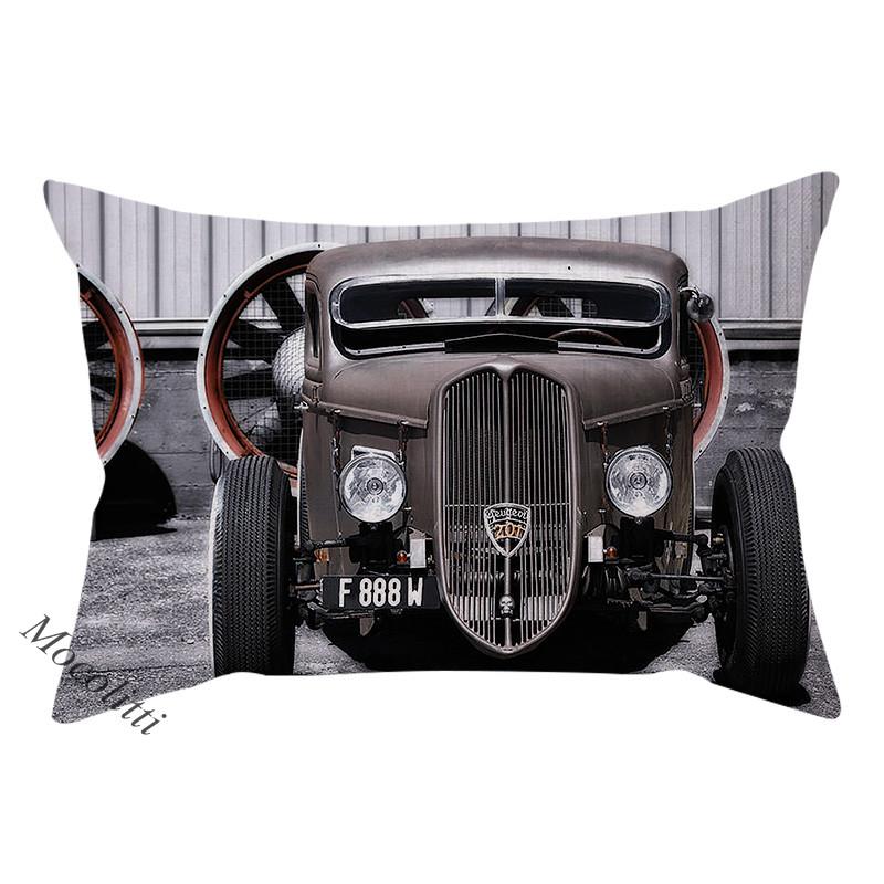 Nordic Vintage Car Pattern Print Cotton Linen Pillow Case Retro Fashion Cool Man Home Decoration Office Sofa Cushion Cover