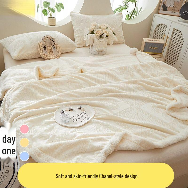 G5Z Флисовое одеяло для офисного сна - Шаль из бархатной жаккардовой ткани со снежным кроликом